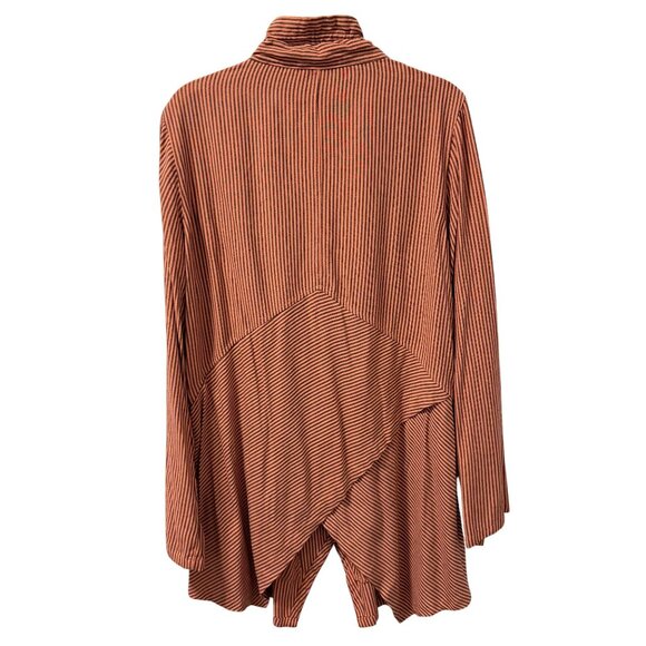 Soft Surroundings Orange & Black Striped Button-Front Tunic Top Sz L Tunic - Picture 9 of 12